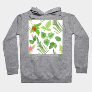 Pacific Northwest Watercolor Botanicals Pattern Hoodie